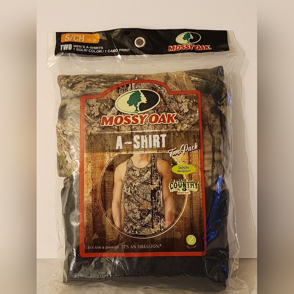 2 Pack Mossy Oak A-Shirt Sleeveless Camo Tank Tops Size Small